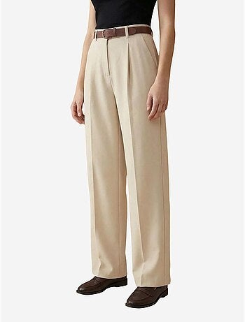 Pantalones de tiro alto plisados de pernera ancha my fashion