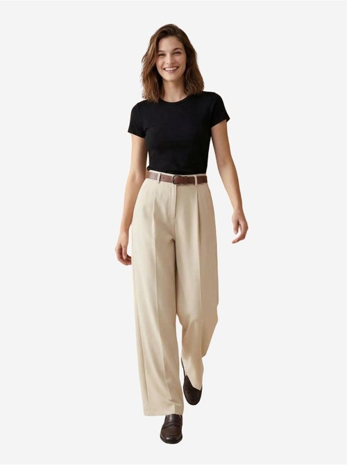 Pantalones de tiro alto plisados de pernera ancha my fashion - Kiabi