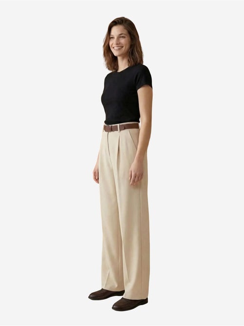 Pantalones de tiro alto plisados de pernera ancha my fashion - Kiabi