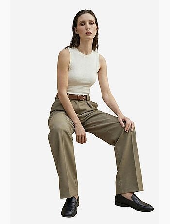 Pantalones de tiro alto plisados de pernera ancha my fashion