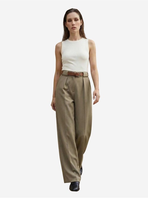 Pantalones de tiro alto plisados de pernera ancha my fashion - Kiabi