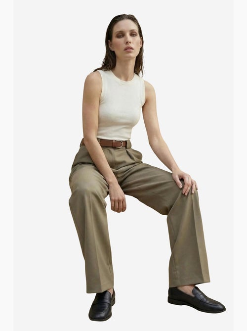 Pantalones de tiro alto plisados de pernera ancha my fashion - Kiabi