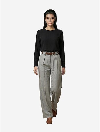 Pantalones de tiro alto plisados de pernera ancha my fashion