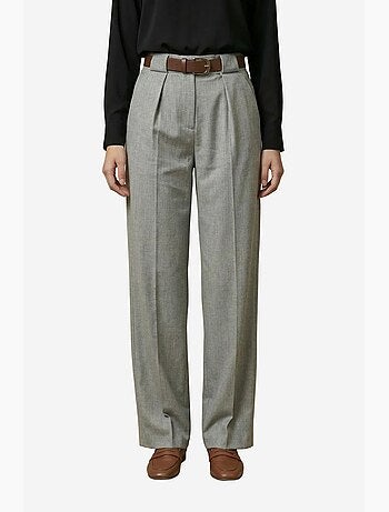 Pantalones de tiro alto plisados de pernera ancha my fashion
