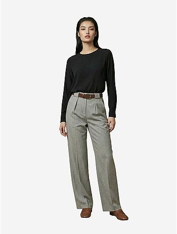 Pantalones de tiro alto plisados de pernera ancha my fashion
