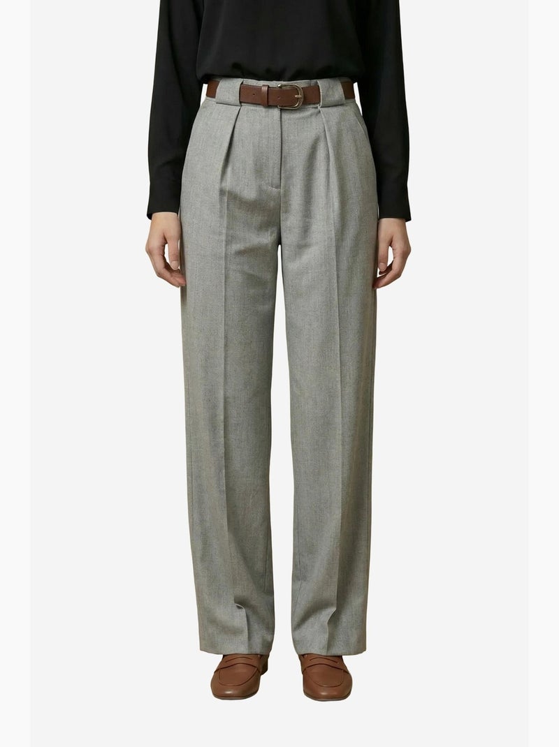 Pantalones de tiro alto plisados de pernera ancha my fashion Gris - Kiabi