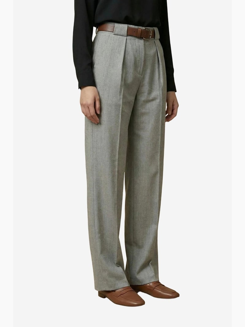 Pantalones de tiro alto plisados de pernera ancha my fashion Gris - Kiabi