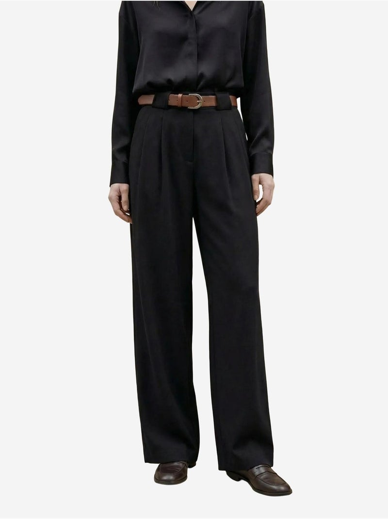 Pantalones de tiro alto plisados de pernera ancha my fashion Negro - Kiabi