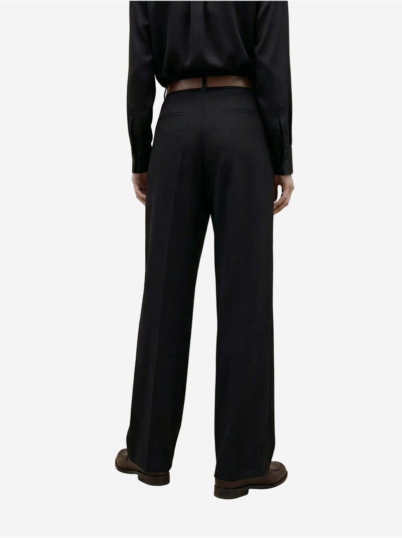Pantalones de tiro alto plisados de pernera ancha my fashion Negro - Kiabi