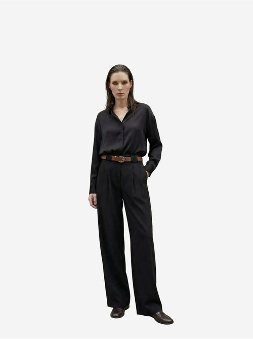 Pantalones de tiro alto plisados de pernera ancha my fashion - Kiabi