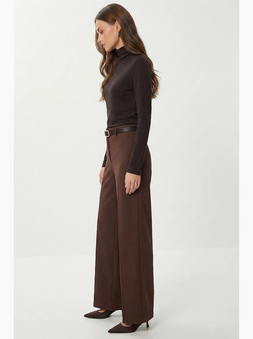 Pantalones de tiro alto y pernera ancha con cinturón istanbul - Kiabi