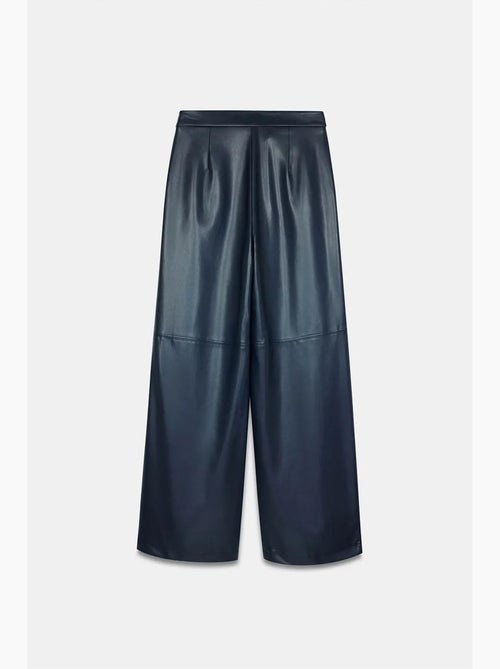 Pantalones de tiro alto y pernera ancha de polipiel dilvin - Kiabi