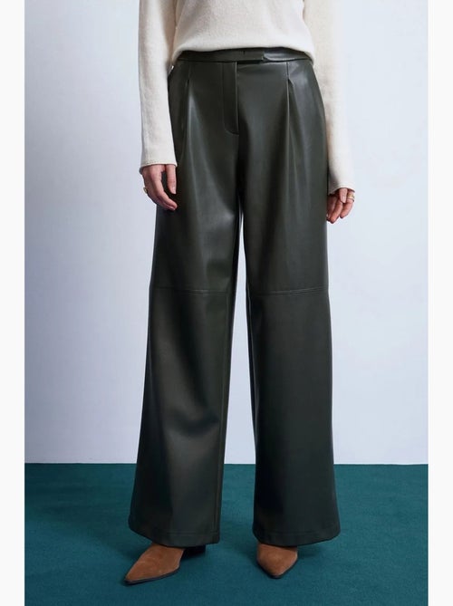 Pantalones de tiro alto y pernera ancha de polipiel dilvin - Kiabi Pantalones de tiro alto y pernera ancha de polipiel dilvin - Kiabi