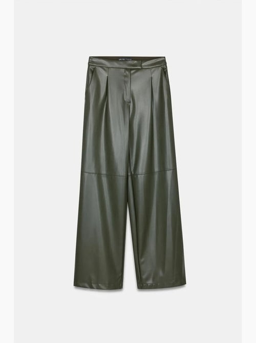 Pantalones de tiro alto y pernera ancha de polipiel dilvin - Kiabi Pantalones de tiro alto y pernera ancha de polipiel dilvin - Kiabi