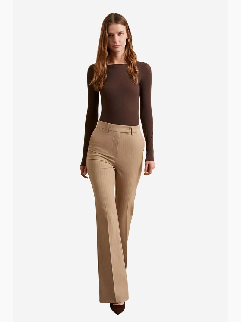 Pantalones de tiro alto y pernera ancha dilvin Beige arcilla - Kiabi