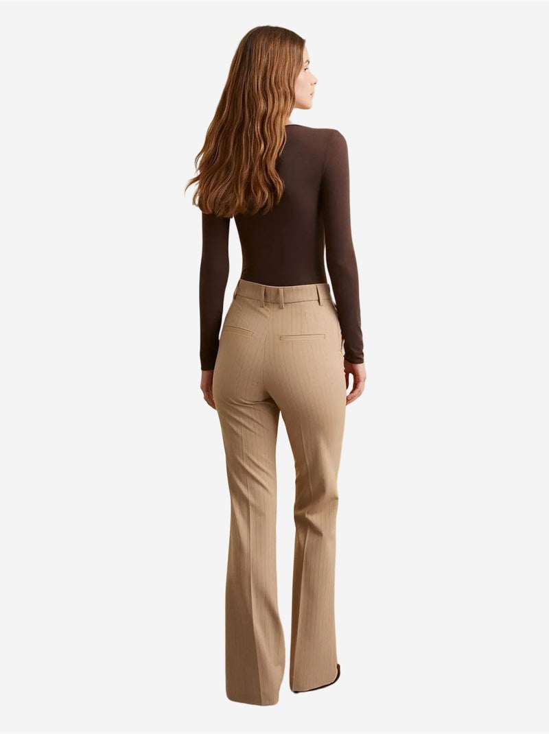 Pantalones de tiro alto y pernera ancha dilvin Beige arcilla - Kiabi