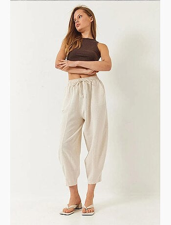 Pantalones de tiro caído con cintura elástica y detalle de bolsillo lucci