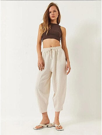 Pantalones de tiro caído con cintura elástica y detalle de bolsillo lucci