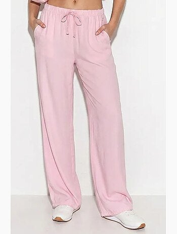 Pantalones de verano de lyocell con cintura elástica y detalle de bolsillo de bianco lucci