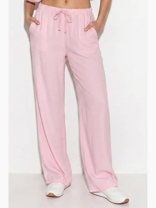 Pantalones de verano de lyocell con cintura elástica y detalle de bolsillo de bianco lucci - Kiabi Pantalones de verano de lyocell con cintura elástica y detalle de bolsillo de bianco lucci - Kiabi