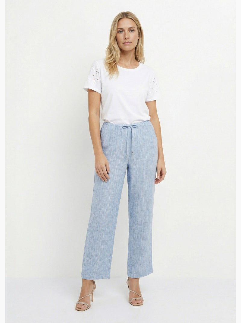 Pantalones de vestir a rayas con apariencia irregular - Afibel Azul - Kiabi