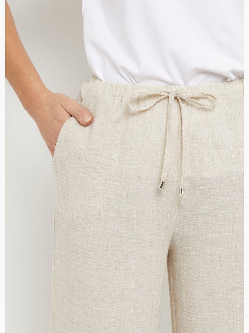 Pantalones de vestir a rayas con apariencia irregular - Afibel Beige - Kiabi
