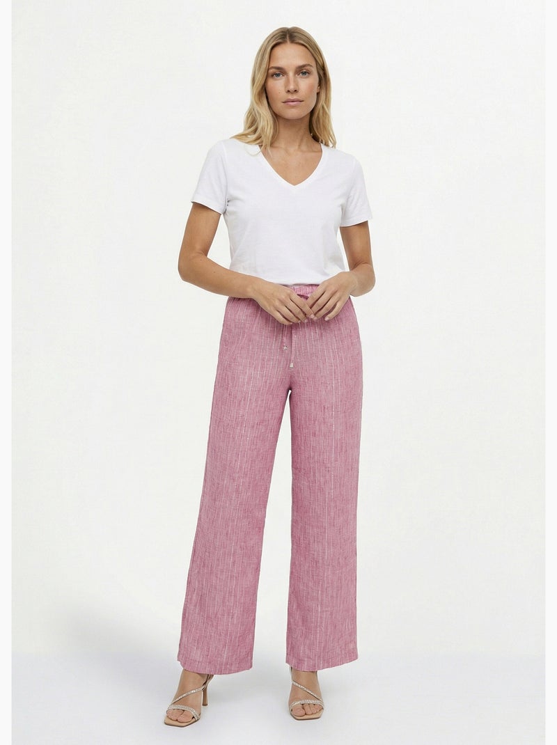 Pantalones de vestir a rayas con apariencia irregular - Afibel Frambuesa - Kiabi