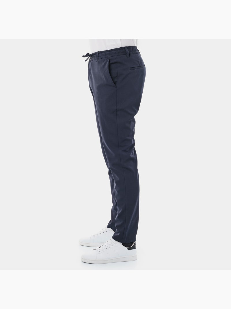 Pantalones de vestir con cordón ajustable moderno Azul oscuro - Kiabi