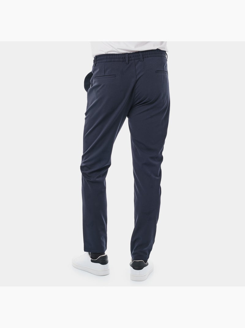 Pantalones de vestir con cordón ajustable moderno Azul oscuro - Kiabi
