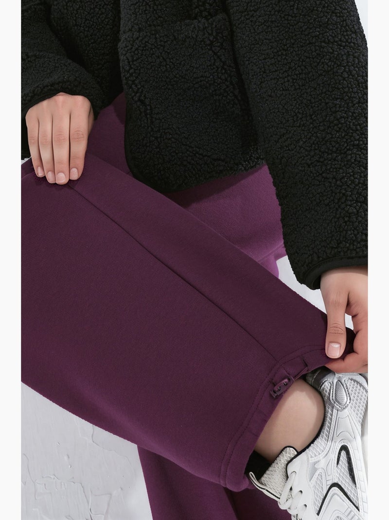 Pantalones deportivos básicos con realce y corte barril hiccup Violeta berenjena - Kiabi