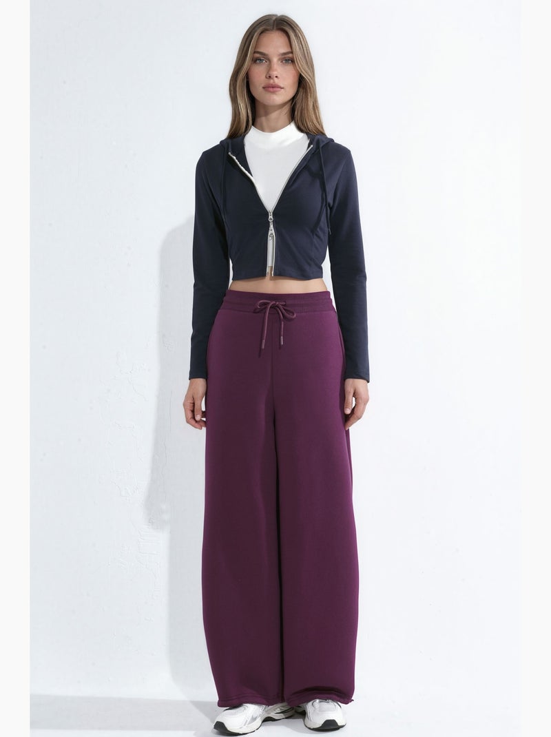 Pantalones deportivos básicos con realce y corte barril hiccup Violeta berenjena - Kiabi