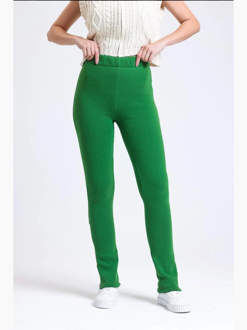 Pantalones deportivos de cintura alta con abertura y cremallera hiccup Verde - Kiabi