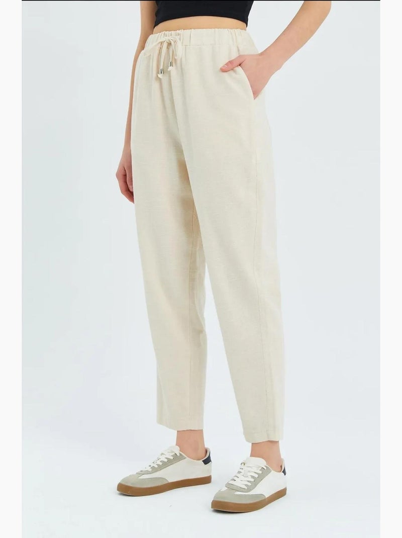 Pantalones deportivos de cintura alta con cordón mixray Beige - Kiabi