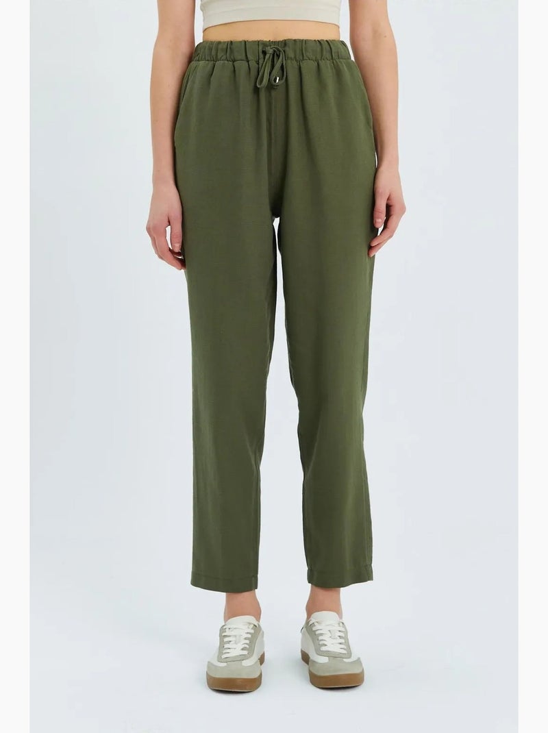 Pantalones deportivos de cintura alta con cordón mixray Caqui - Kiabi