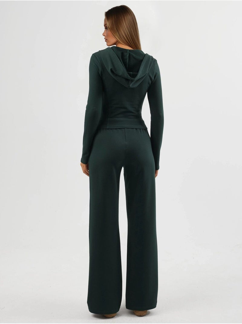 Pantalones deportivos de cintura alta y pierna recta con cordón busem Verde oscuro - Kiabi