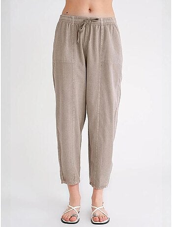 Pantalones deportivos de mezcla de lino con cintura con cordón mixray