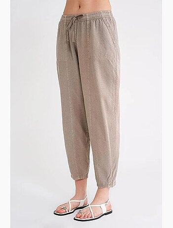 Pantalones deportivos de mezcla de lino con cintura con cordón mixray