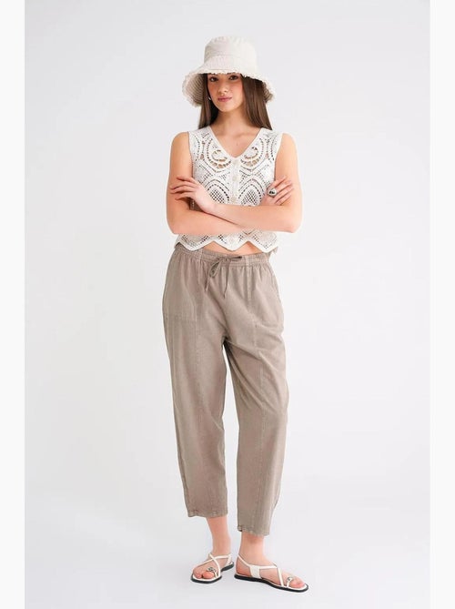 Pantalones deportivos de mezcla de lino con cintura con cordón mixray - Kiabi Pantalones deportivos de mezcla de lino con cintura con cordón mixray - Kiabi