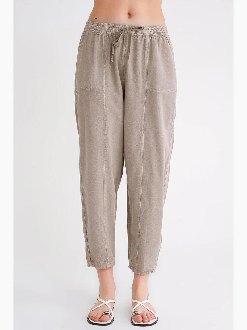 Pantalones deportivos de mezcla de lino con cintura con cordón mixray Beige arcilla - Kiabi