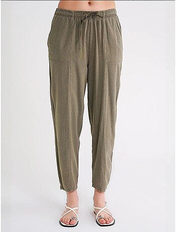 Pantalones deportivos de mezcla de lino con cintura con cordón mixray
