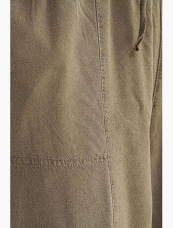 Pantalones deportivos de mezcla de lino con cintura con cordón mixray
