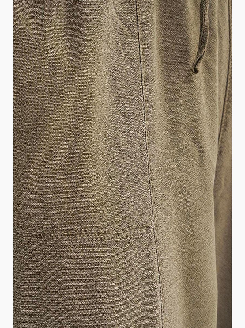 Pantalones deportivos de mezcla de lino con cintura con cordón mixray Caqui - Kiabi