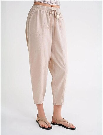 Pantalones deportivos de mezcla de lino con cintura con cordón mixray
