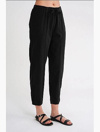 Pantalones deportivos de mezcla de lino con cintura con cordón mixray