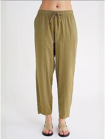 Pantalones deportivos de mezcla de lino con cintura con cordón mixray