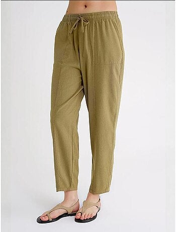 Pantalones deportivos de mezcla de lino con cintura con cordón mixray
