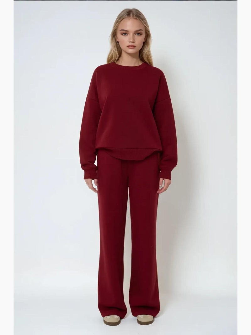 Pantalones deportivos de pierna ancha con cintura y cordón ajustable hiccup Rojo burdeos - Kiabi