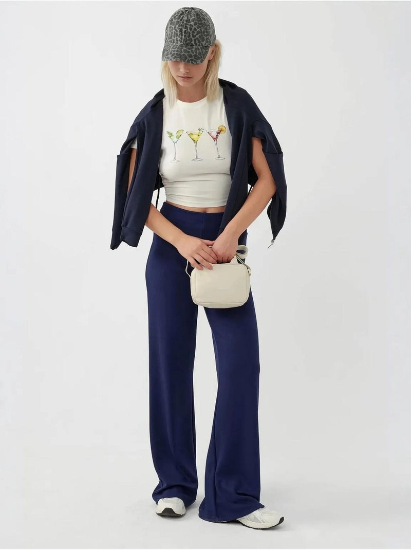 Pantalones deportivos de pierna recta con tacto modal y corte relajado hiccup Azul oscuro - Kiabi