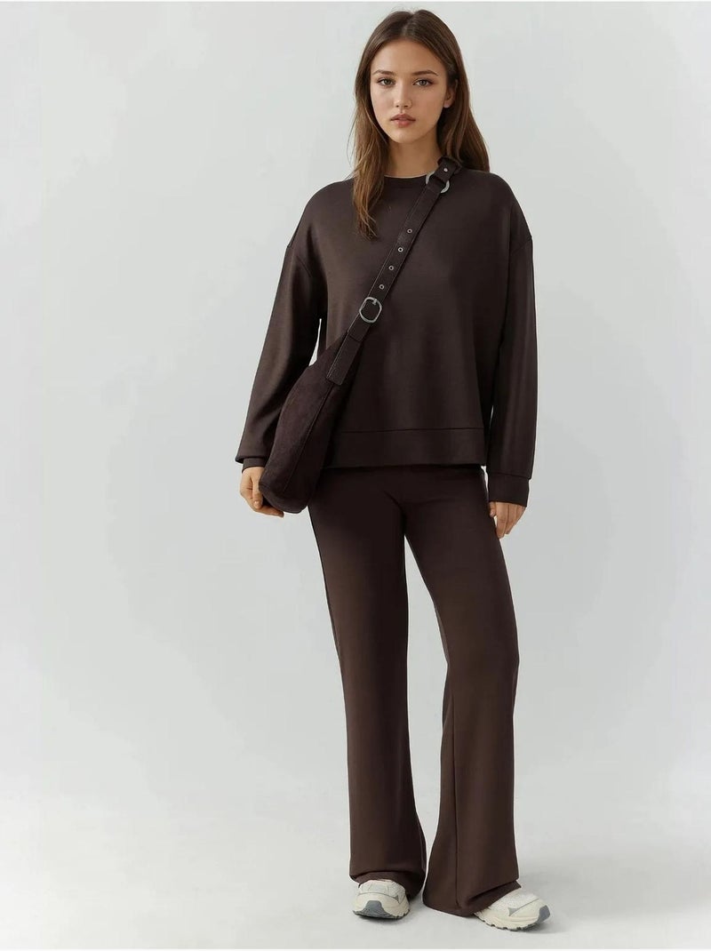 Pantalones deportivos de pierna recta con tacto modal y corte relajado hiccup Marrón oscuro - Kiabi
