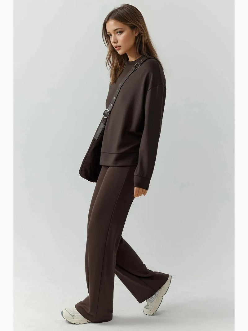Pantalones deportivos de pierna recta con tacto modal y corte relajado hiccup Marrón oscuro - Kiabi